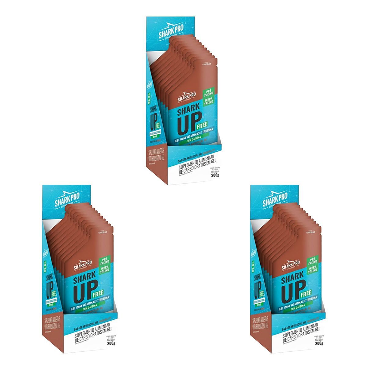 Kit 3X Shark-up Free - 10 Sach�s 30g Chocolate - Shark Pro