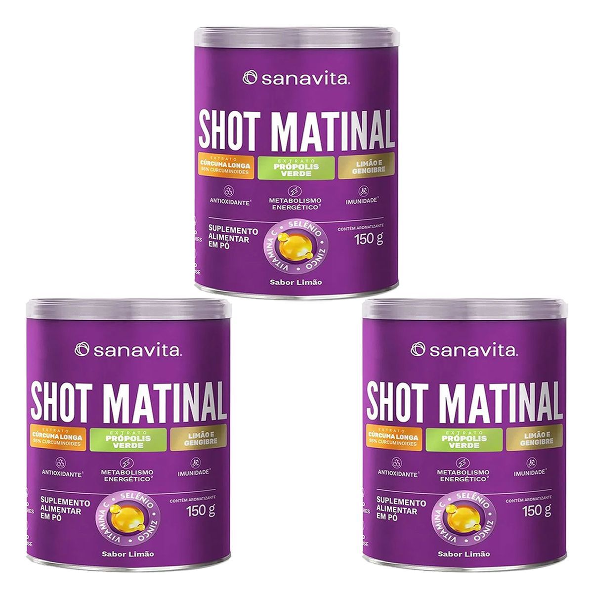 Kit 3X Shot Matinal - 150g Lim�o - Sanavita