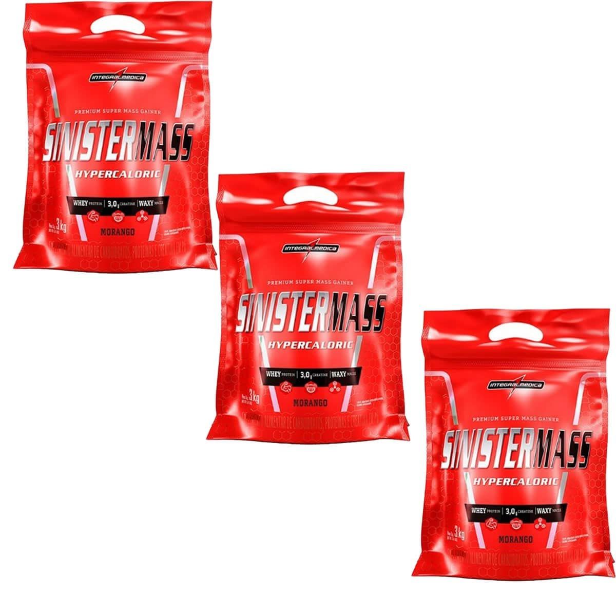 Kit 3X Sinister Mass - 3000g Morango - IntegralM�dica