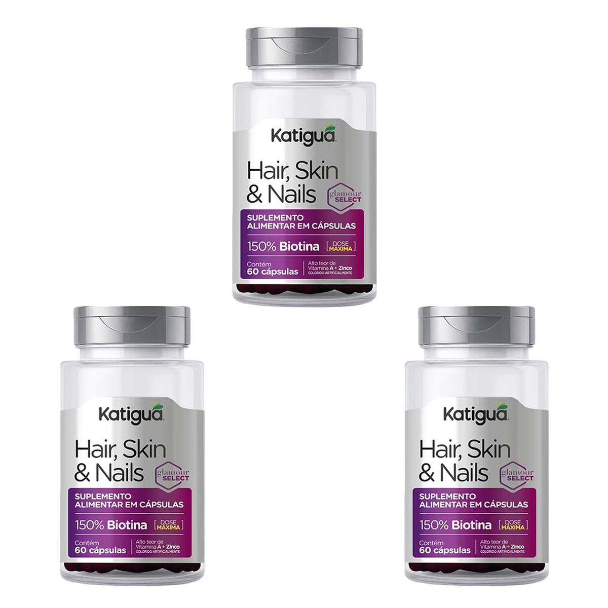Kit 3X Skin Hair & Nails - 60 C�psulas - Katigu�