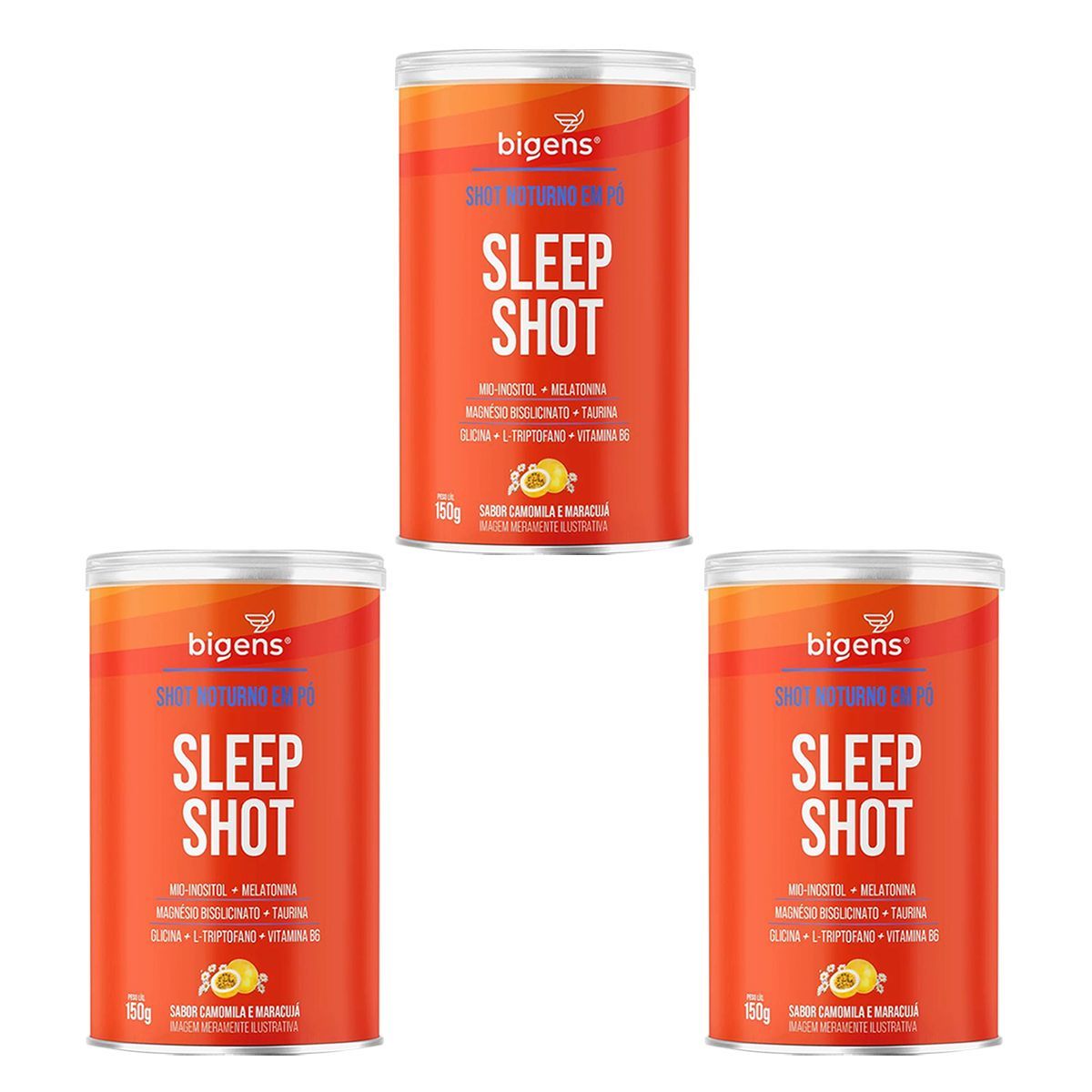 Kit 3X Sleep Shot Melatonina - 150g Camomila e Maracuj� - Bigens