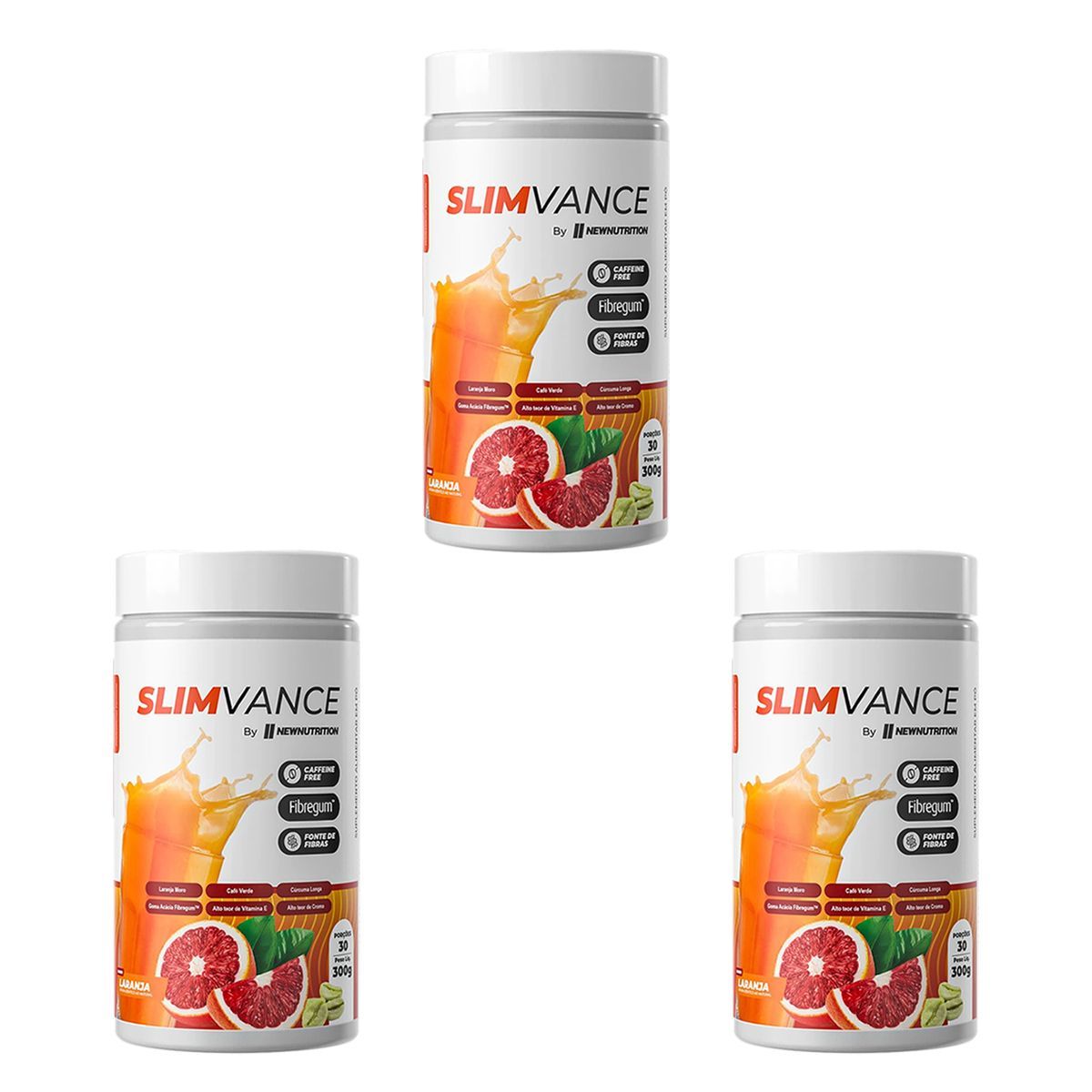 Kit 3X Slimvance Drink sem Cafe�na - 300g Laranja - NewNutrition
