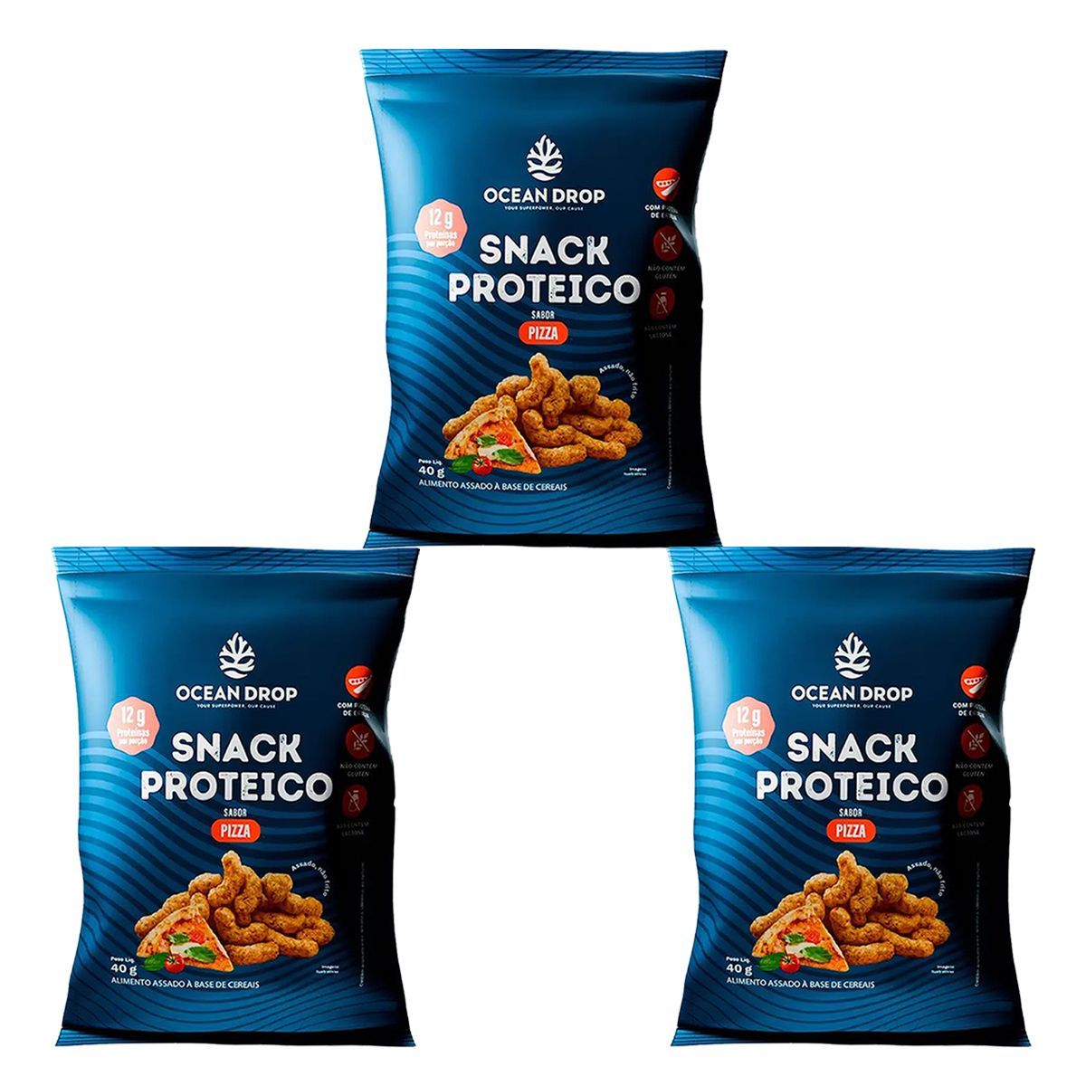 Kit 3X Snack Proteico - 40g Pizza - Ocean Drop