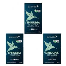 Kit 3X Spirulina Org�nica - 200 Tabletes - Puravida