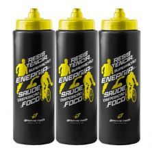 Kit 3X Squeeze Endurance - 800ml Preto/Amarelo - BodyAction