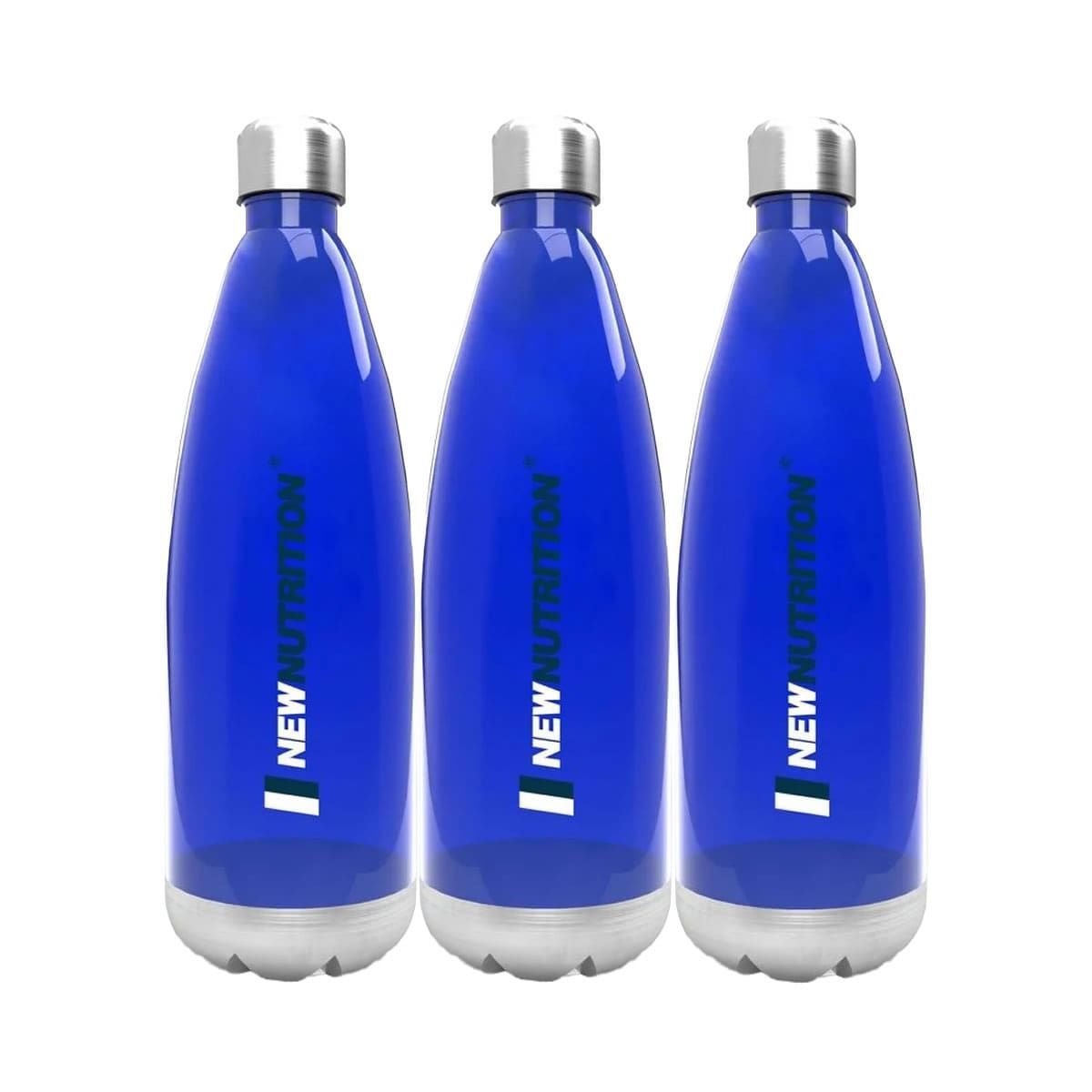 Kit 3X Squezze Pl�stica com Inox - 700ml  Azul - NewNutrition