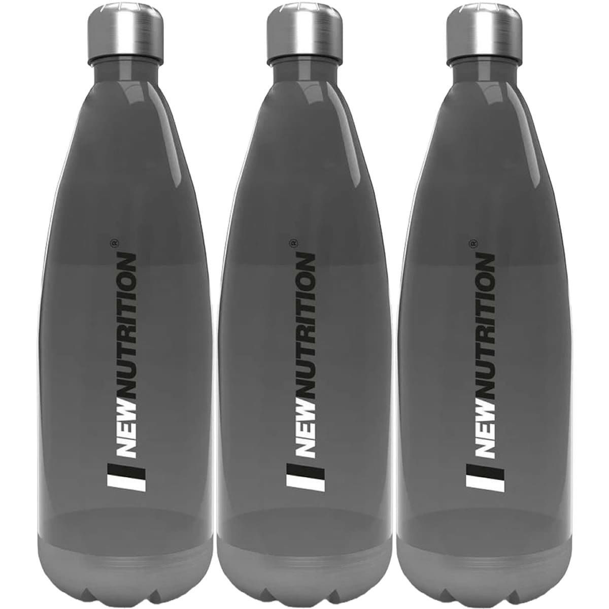 Kit 3X Squezze Pl�stica com Inox - 700ml Fum� - NewNutrition