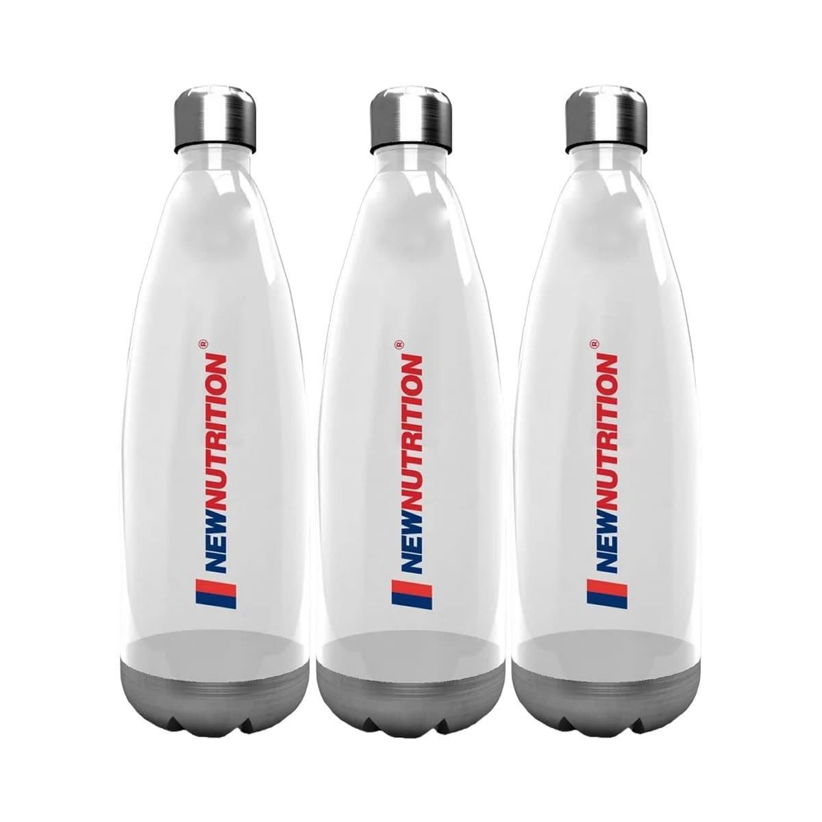 Kit 3X Squezze Pl�stica com Inox - 700ml Transparente - NewNutrition