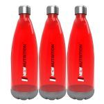 Kit 3X Squezze Pl�stica com Inox  - 700ml Vermelha - NewNutrition