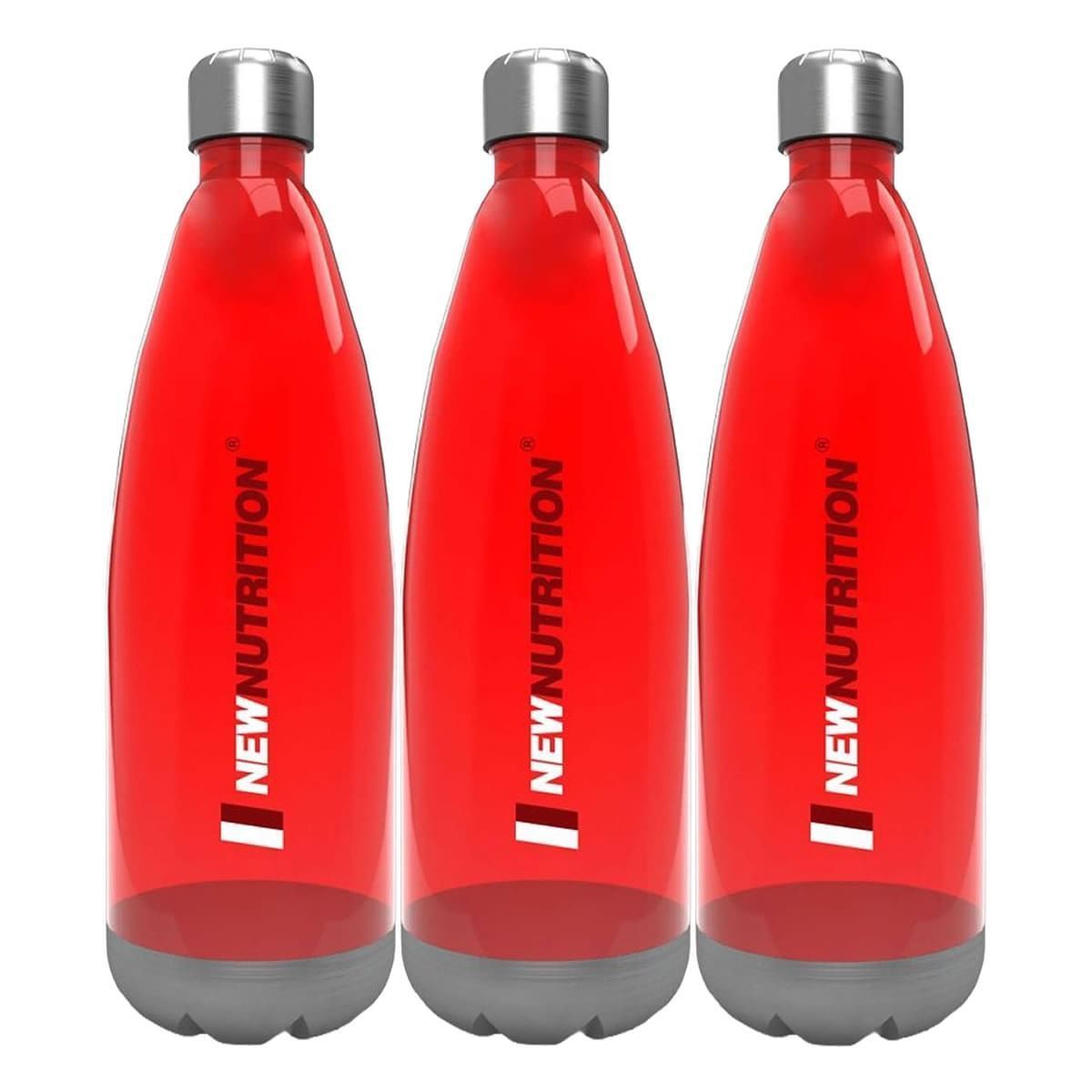 Kit 3X Squezze Pl�stica com Inox  - 700ml Vermelha - NewNutrition