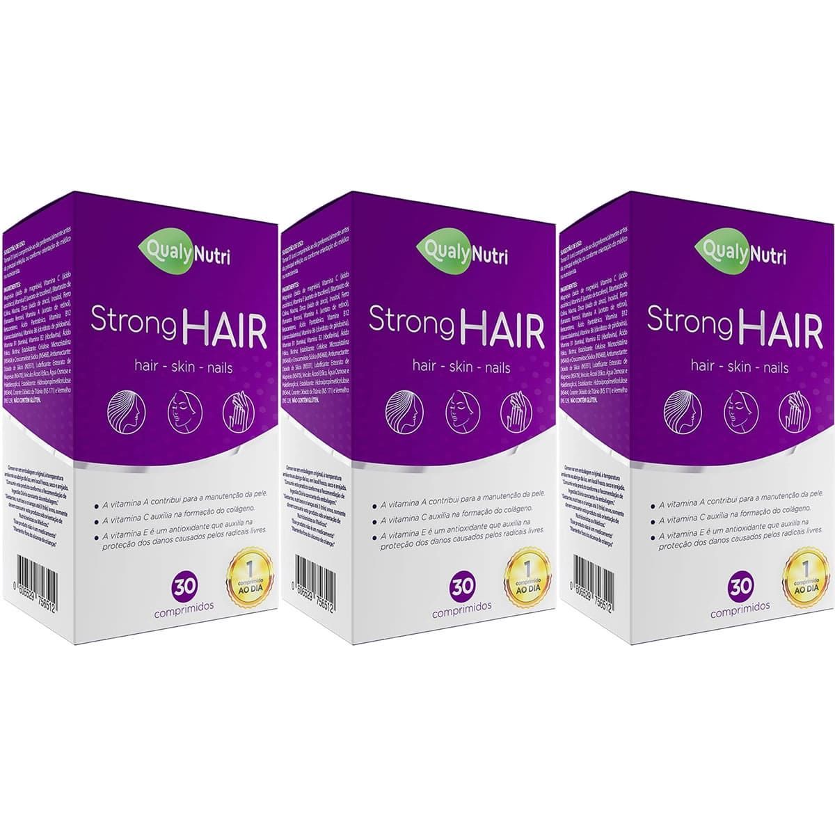 Kit 3X Strong Hair - 30 Comprimidos - QualyNutri