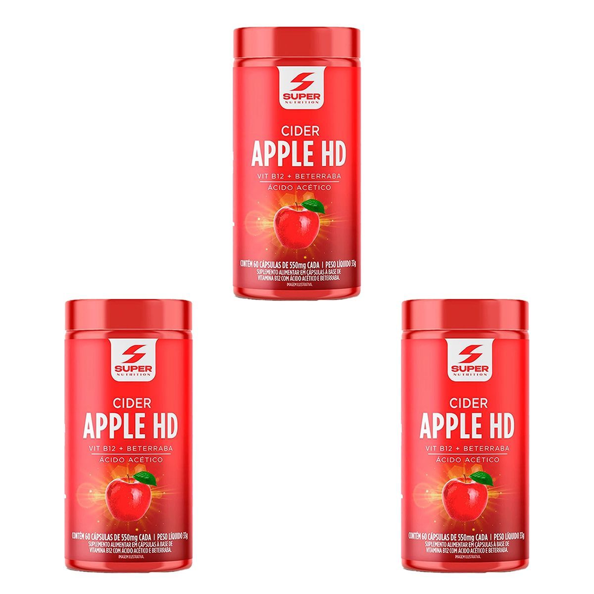 Kit 3X Super Apple Cider hd - 60 C�psulas - Desinch�