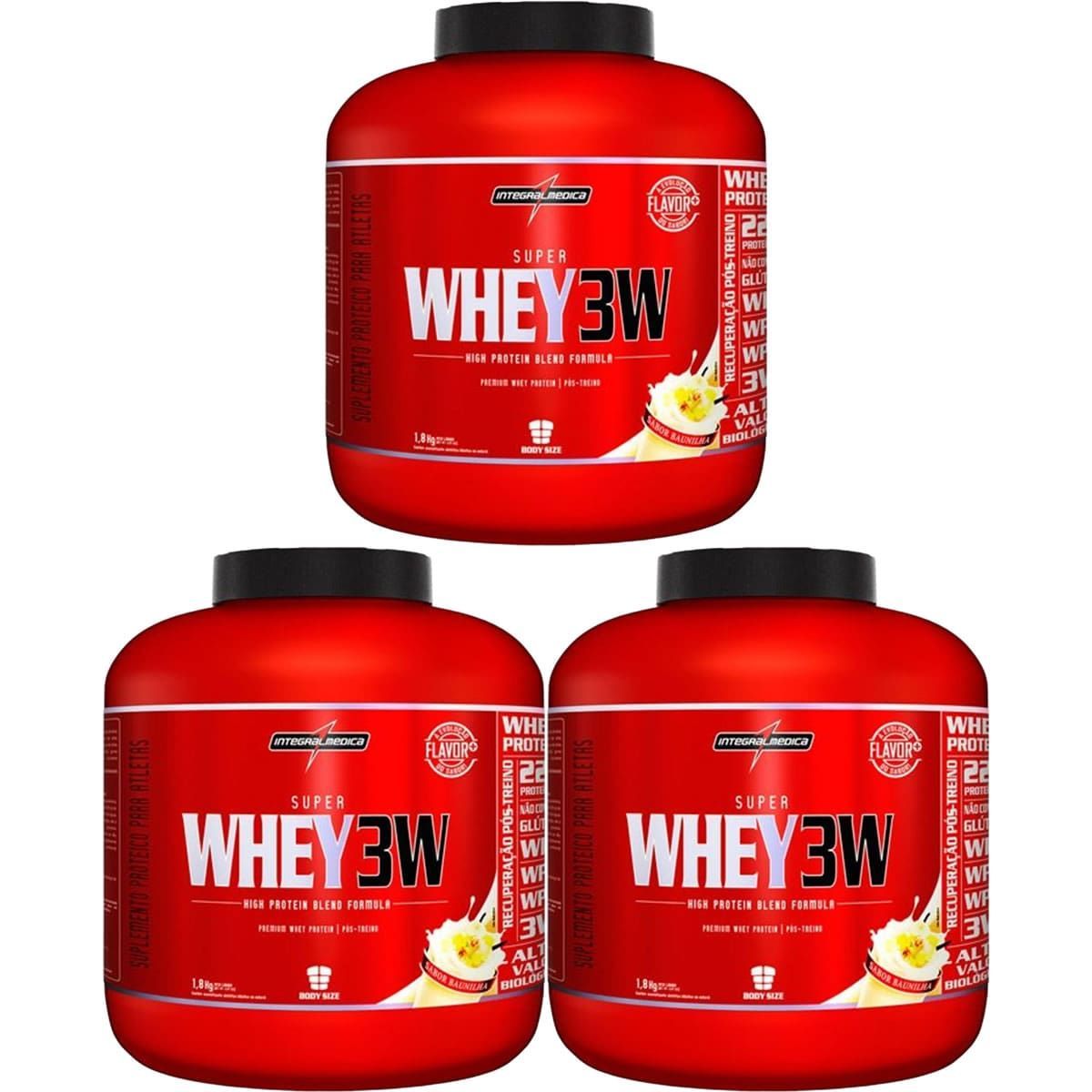 Kit 3X Super Whey 3W - 1800g Baunilha - IntegralM�dica