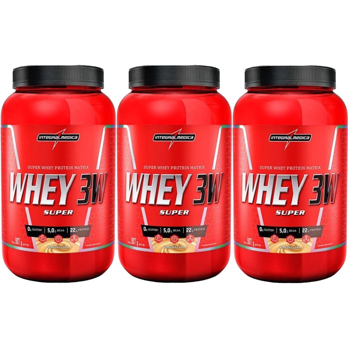 Kit 3X Super Whey 3W - 907g Baunilha - IntegralM�dica