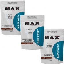 Kit 3X Super Whey - 900g Chocolate Refil - Max Titanium