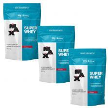Kit 3X Super Whey - 900g Morango Refil - Max Titanium