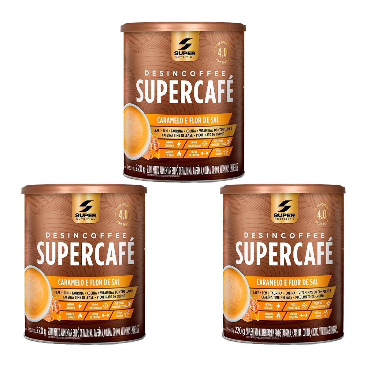 Kit 3X Supercaf� - 220g Caramelo e Flor de Sal - Desinch�