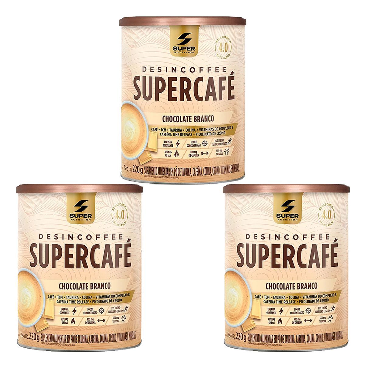 Kit 3X Supercaf� - 220g Chocolate Branco - Desinch�