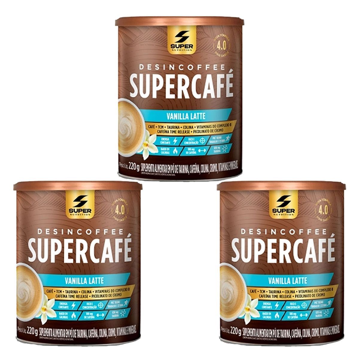 Kit 3X Supercaf� - 220g Vanilla Latte - Desinch�