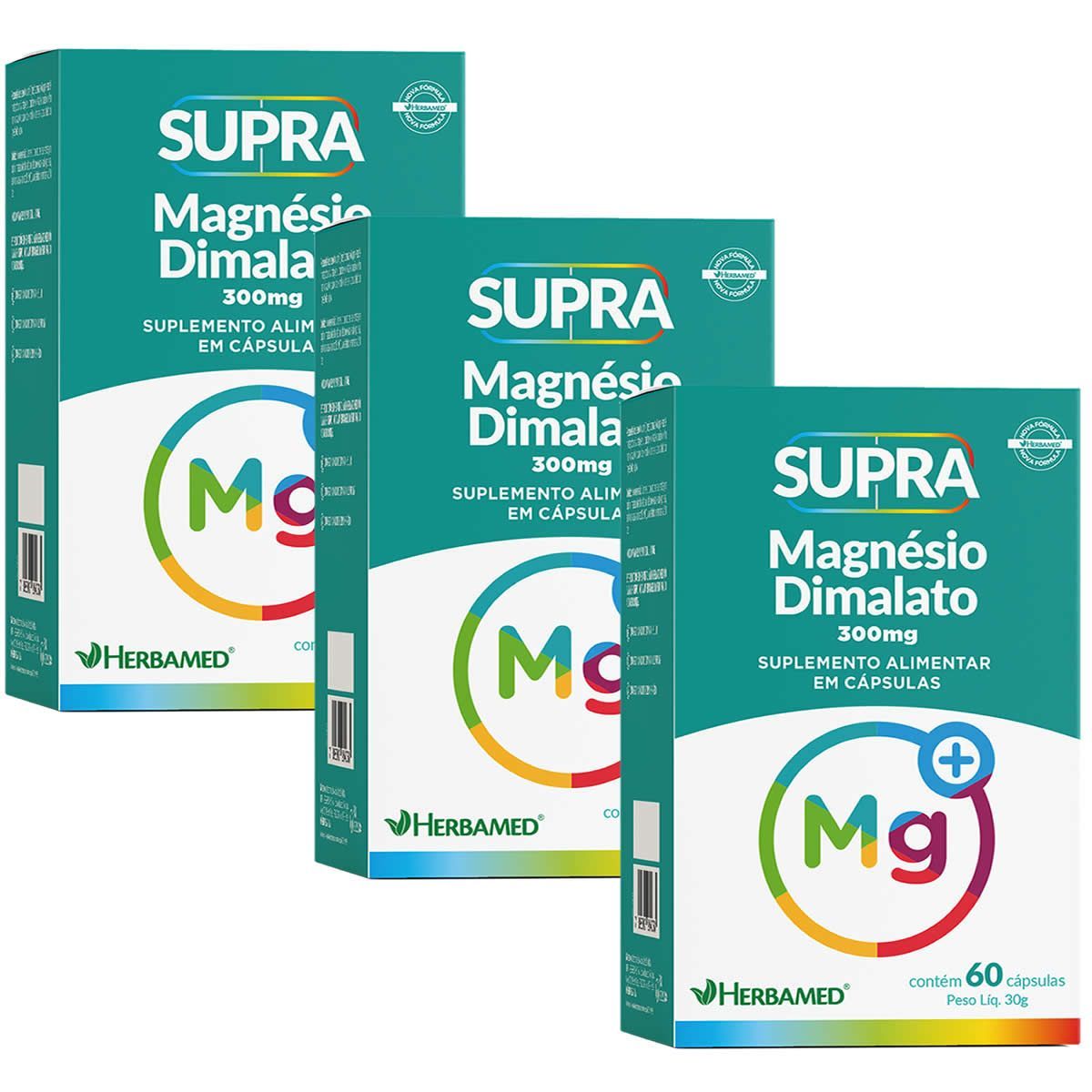 Kit 3X Supra Magn�sio Dimalato -  60 C�psulas - Herbamed