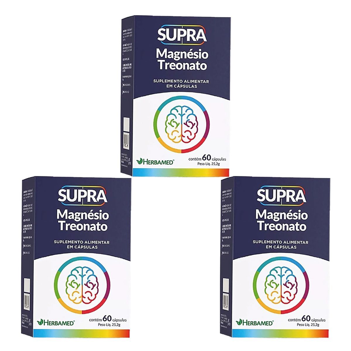 Kit 3X Supra Magn�sio Treonato - 60 C�psulas - Herbamed