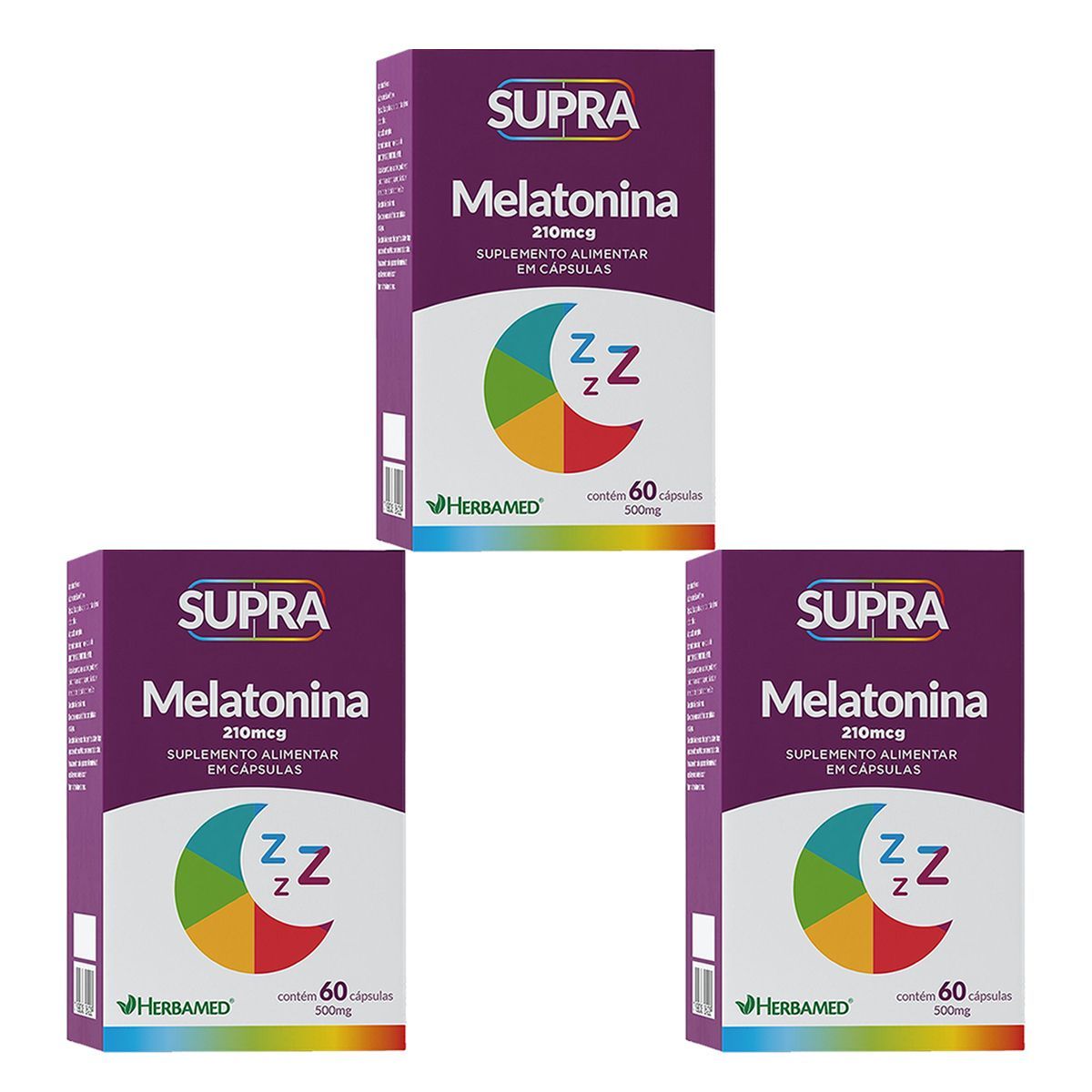 Kit 3X Supra Melatonina - 210mcg 60 C�psulas - Herbamed
