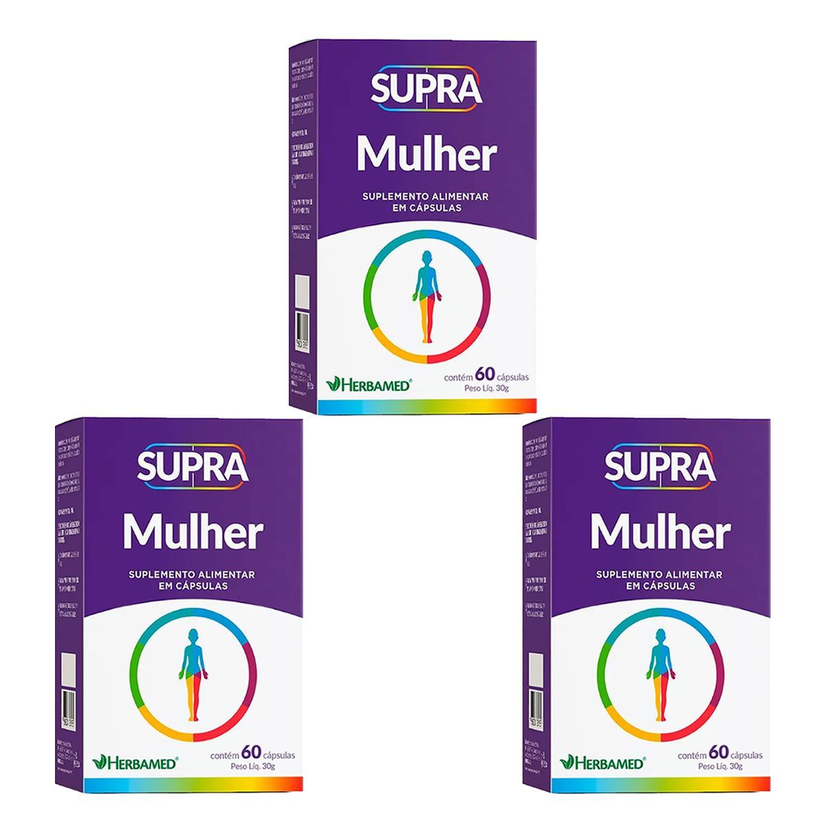 Kit 3X Supra Mulher Polivitam�nico - 60 C�psulas - Herbamed