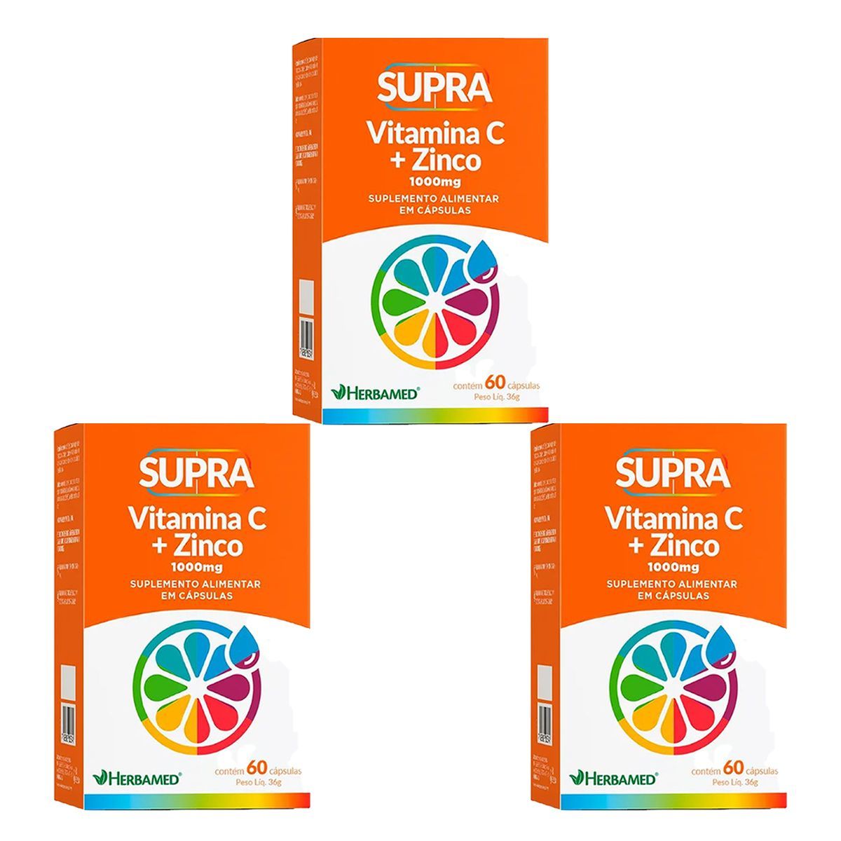 Kit 3X Supra Vitamina C + Zinco - 60 C�psulas - Herbamed