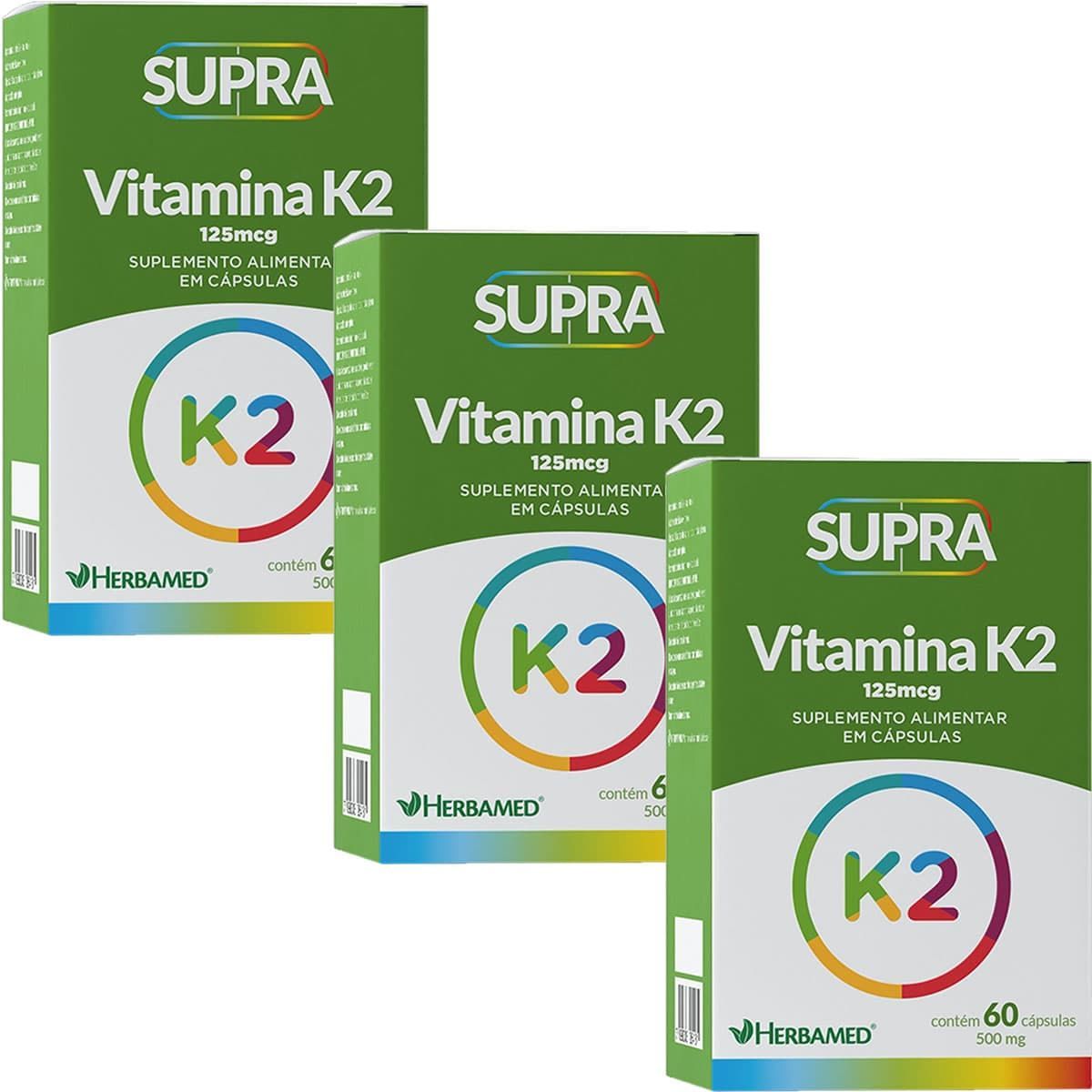 Kit 3X Supra Vitamina K2 - 500mg 60 C�psulas - Herbamed