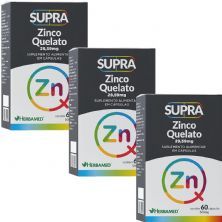 Kit 3X Supra Zinco Quelato - 29,59mg 60 C�psulas - Herbamed
