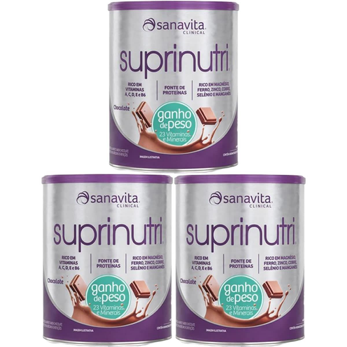 Kit 3X Suprinutri - 400g Chocolate - Sanavita