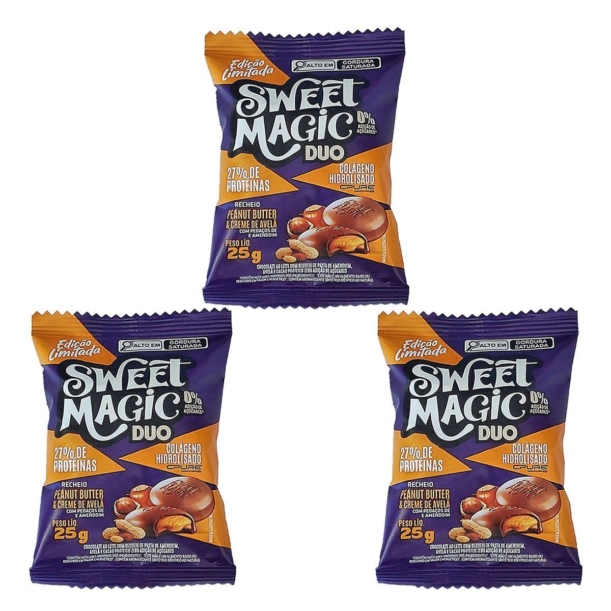 Kit 3X Sweet Magic Duo - 1 Unidade 25g Peanut Butter e Creme de Avel� - Canibal