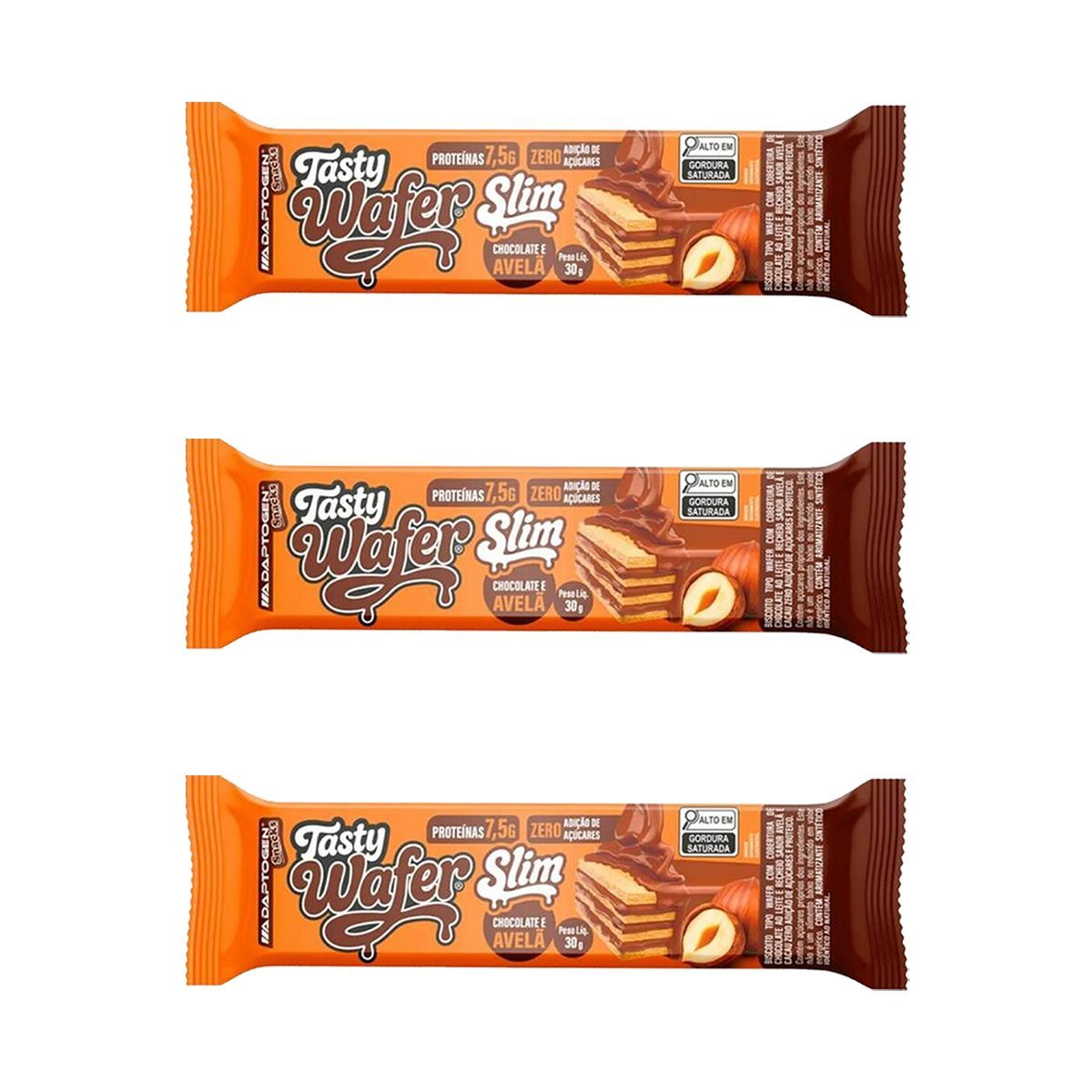 Kit 3X Tasty Wafer Slim - 1 Unidade 30g Chocolate Com Avel� - Adaptogen