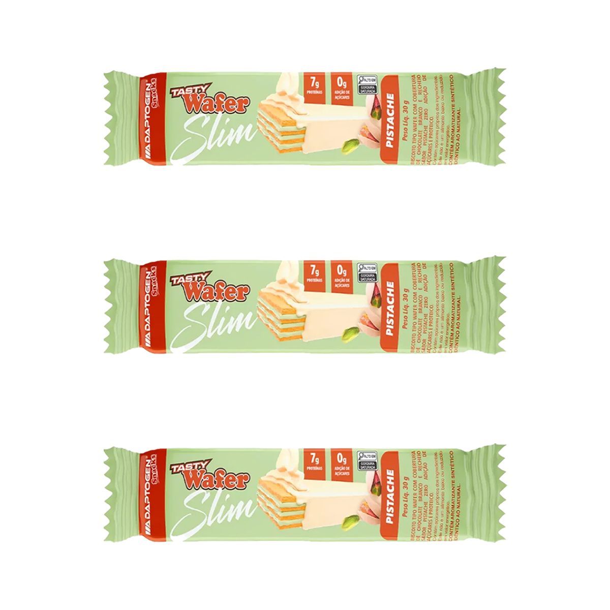 Kit 3X Tasty Wafer Slim - 1 Unidade 30g Pistache - Adaptogen