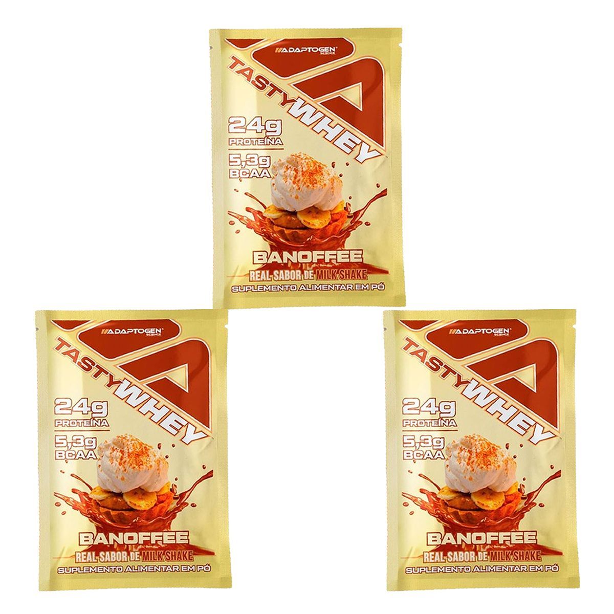 Kit 3X Tasty Whey 3W - 1 Sach� 32g Banoffee - Adaptogen