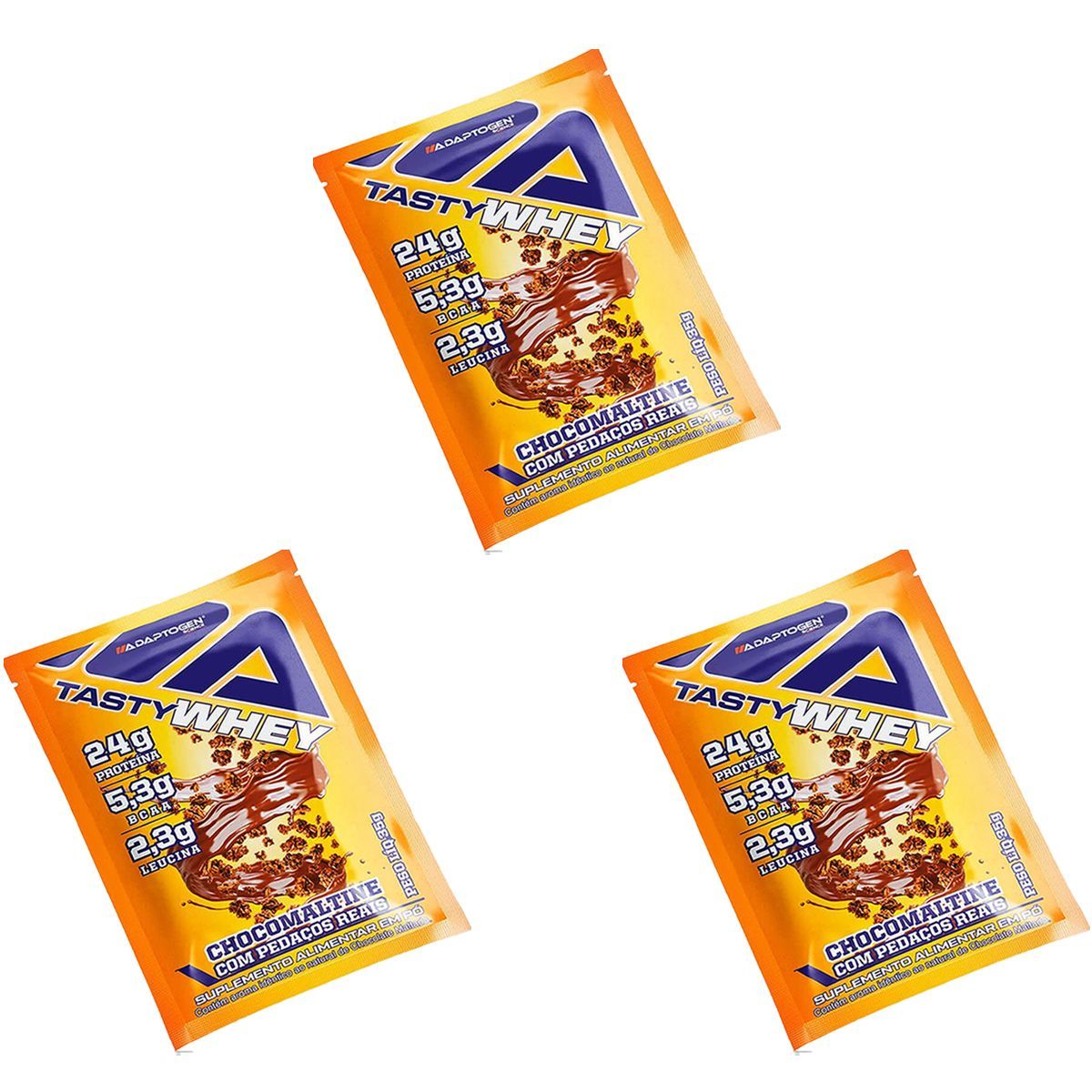 Kit 3X Tasty Whey 3W - 1 Sach� 34g Chocomaltine - Adaptogen