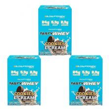 Kit 3X Tasty Whey 3W - 12 Sach�s 34g Cookies & Cream - Adaptogen