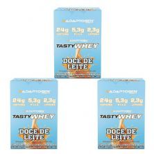 Kit 3X Tasty Whey 3W - 12 Sach�s 34g Doce de Leite - Adaptogen