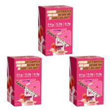 Kit 3X Tasty Whey 3W - 12 Sach�s 34g Strawberry Creme - Adaptogen