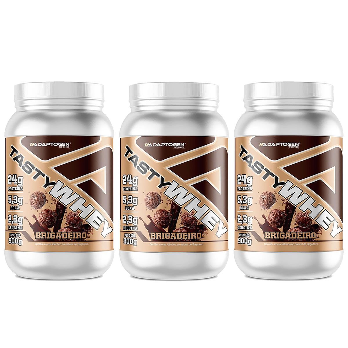 Kit 3X Tasty Whey 3W - 900g Brigadeiro - Adaptogen