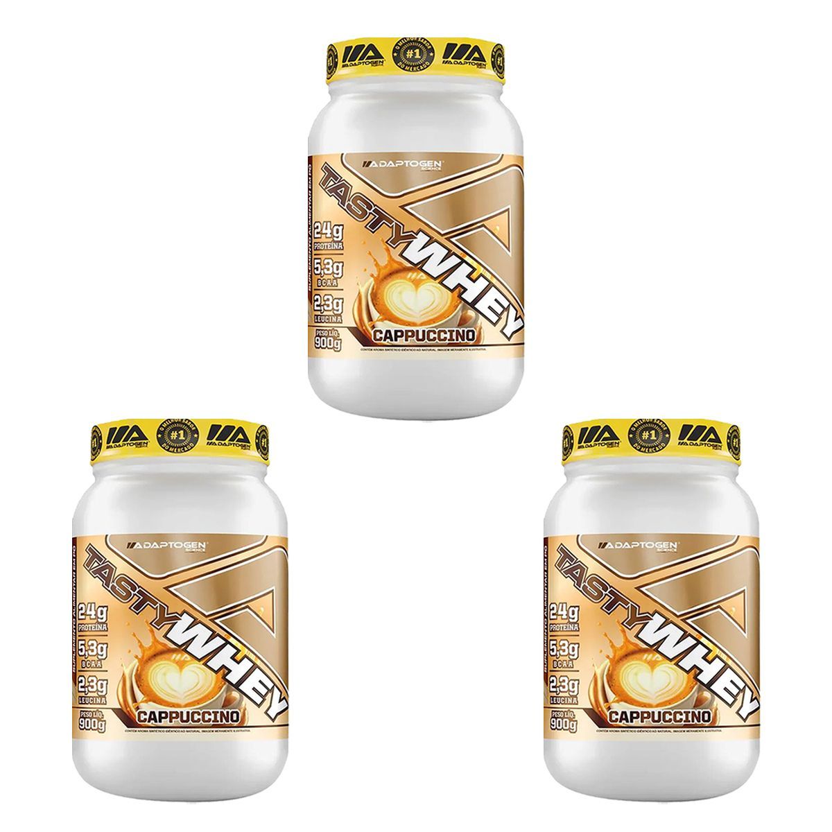 Kit 3X Tasty Whey 3W - 900g Cappuccino - Adaptogen