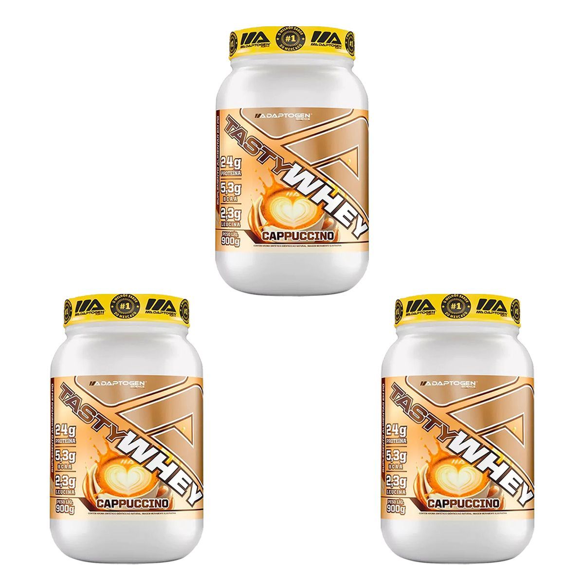 Kit 3X Tasty Whey 3W - 900g Cappuccino - Adaptogen