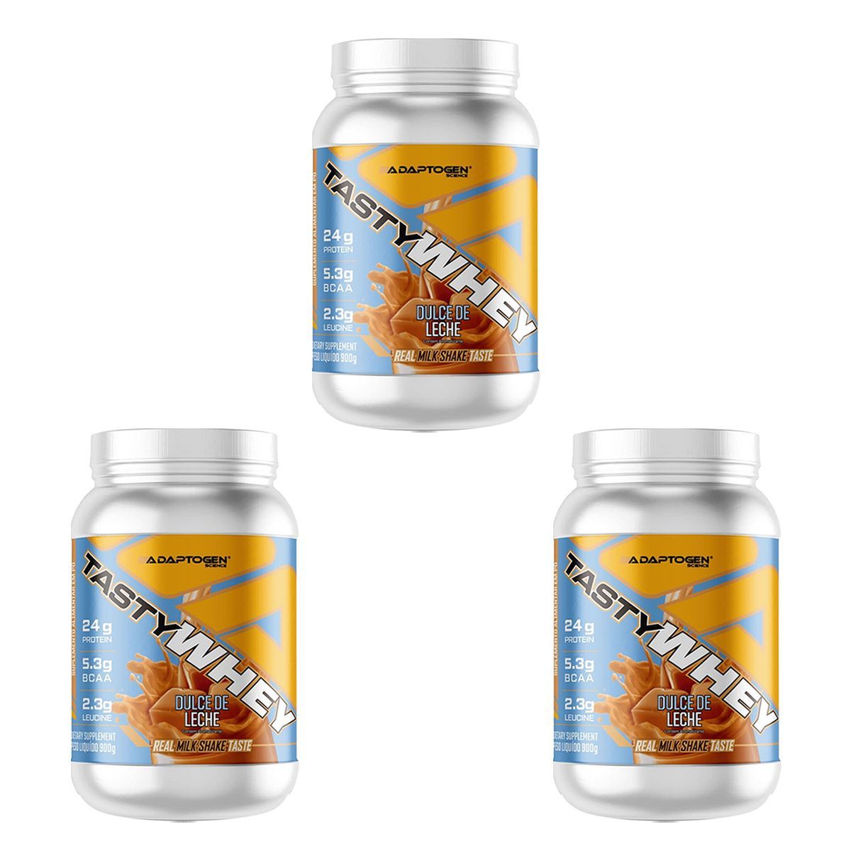 Kit 3X Tasty Whey 3W - 900g Dulce de Leche - Adaptogen