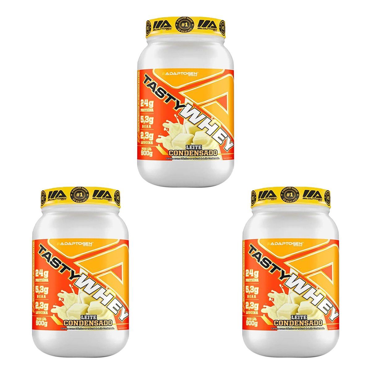 Kit 3X Tasty Whey 3W - 900g Leite Condesado - Adaptogen