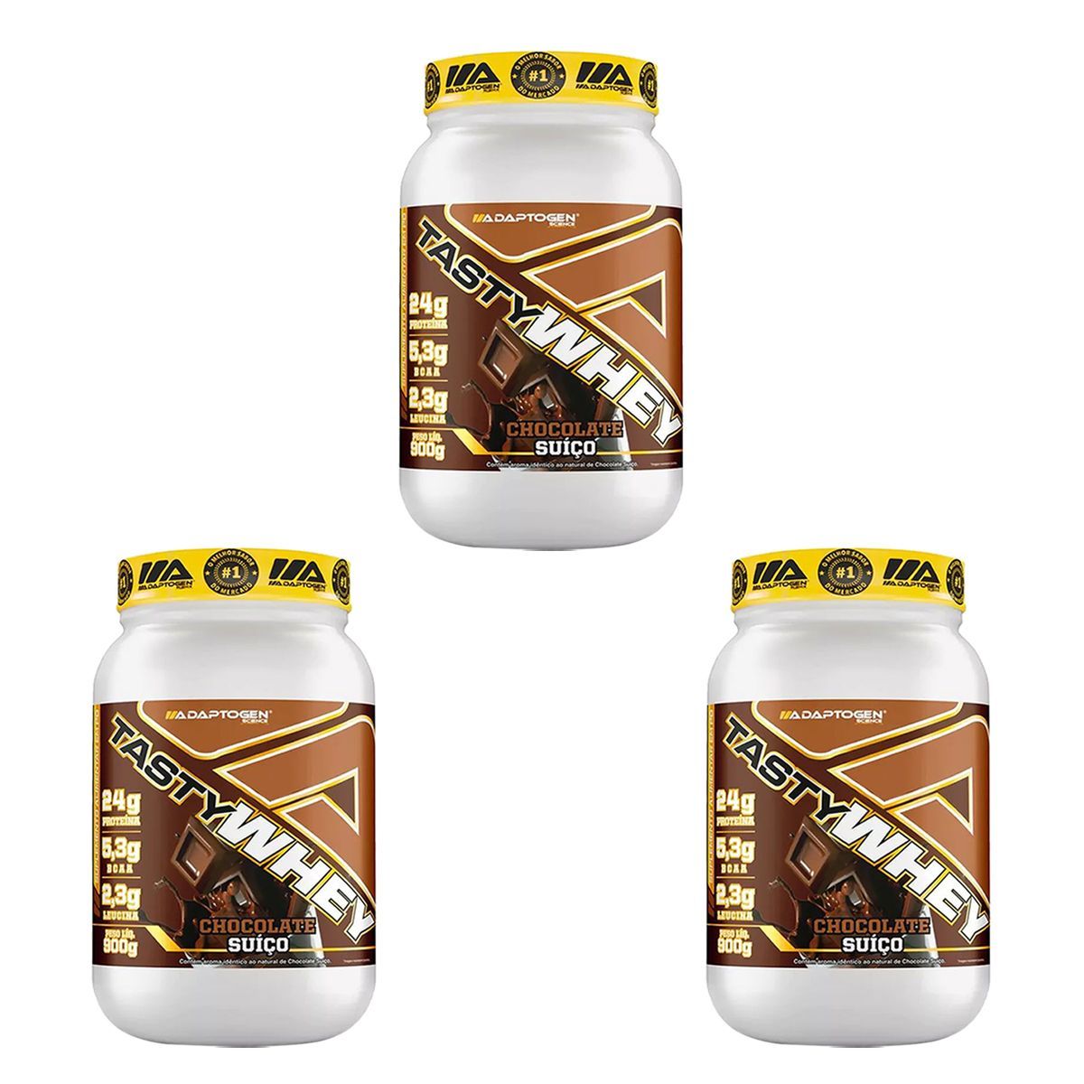 Kit 3X Tasty Whey - 900g Chocolate Su��o - Adaptogen