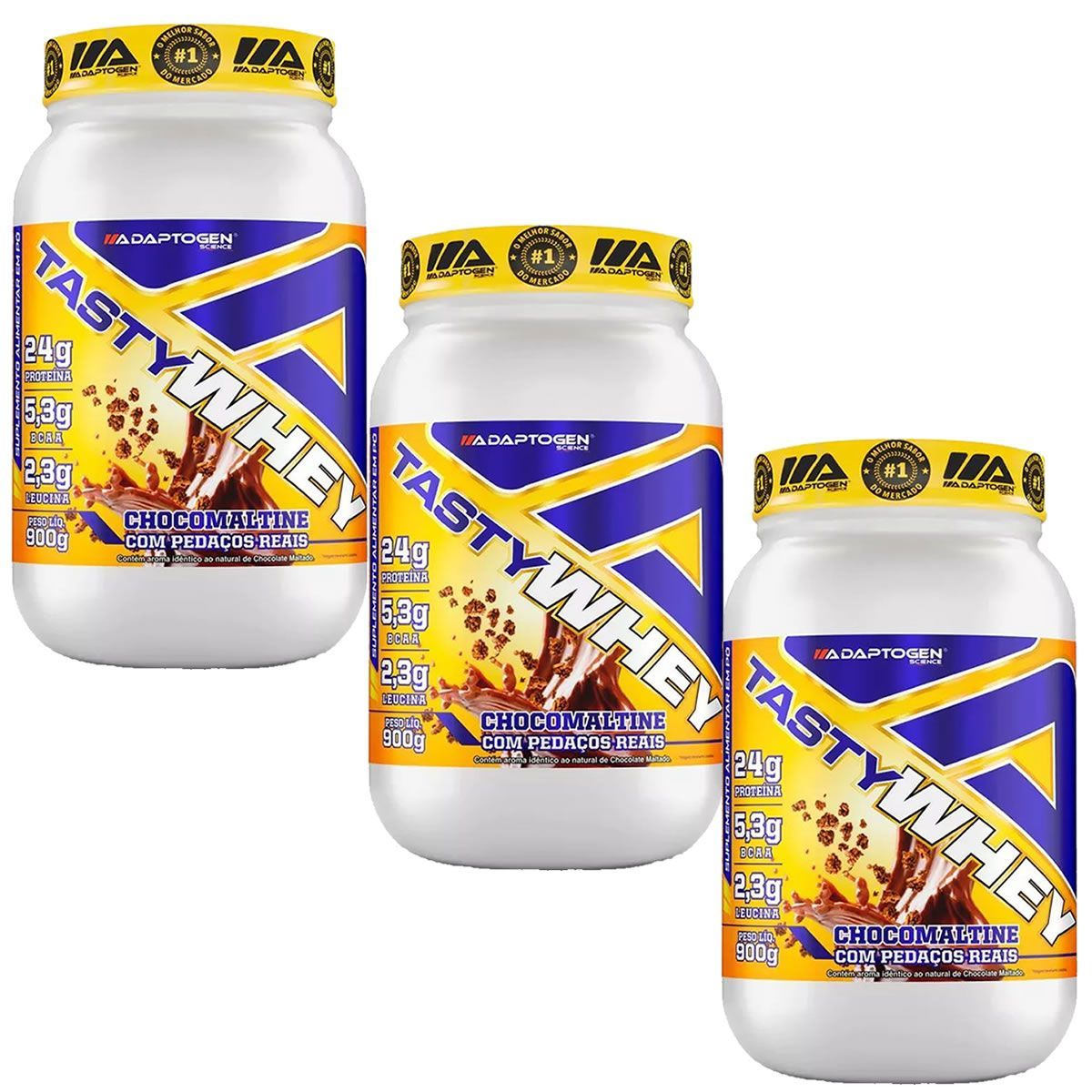 Kit 3X Tasty Whey - 900g Chocomaltine - Adaptogen