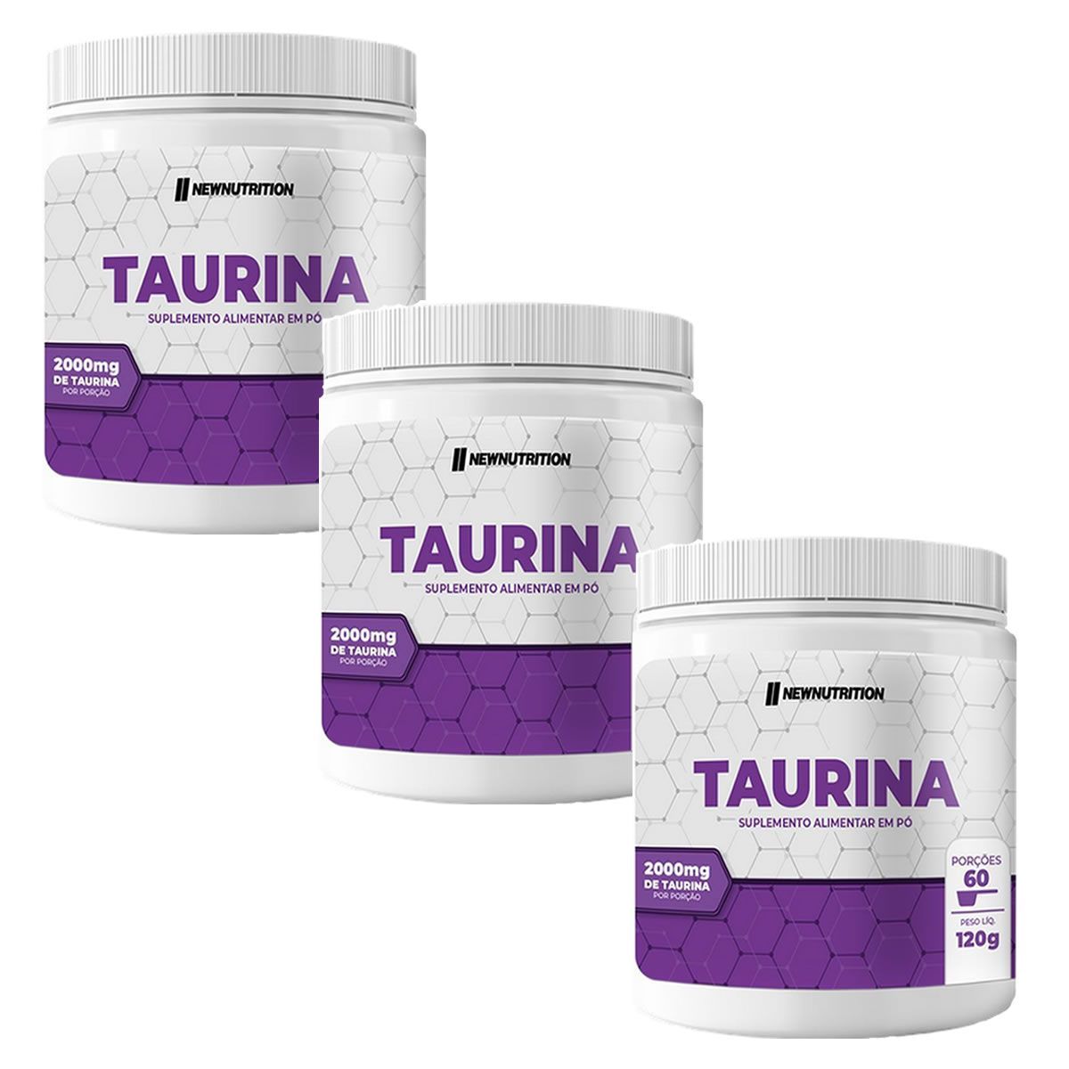 Kit 3X Taurina - 120g Sem Sabor - NewNutrition