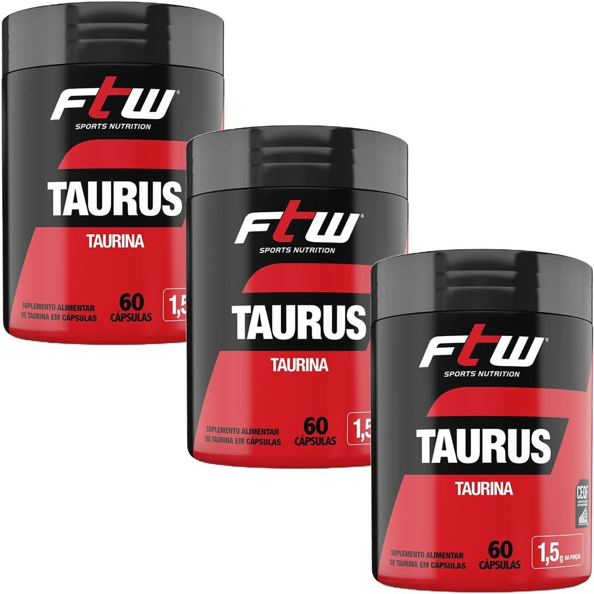Kit 3X Taurus Taurina - 60 C�psulas - FTW