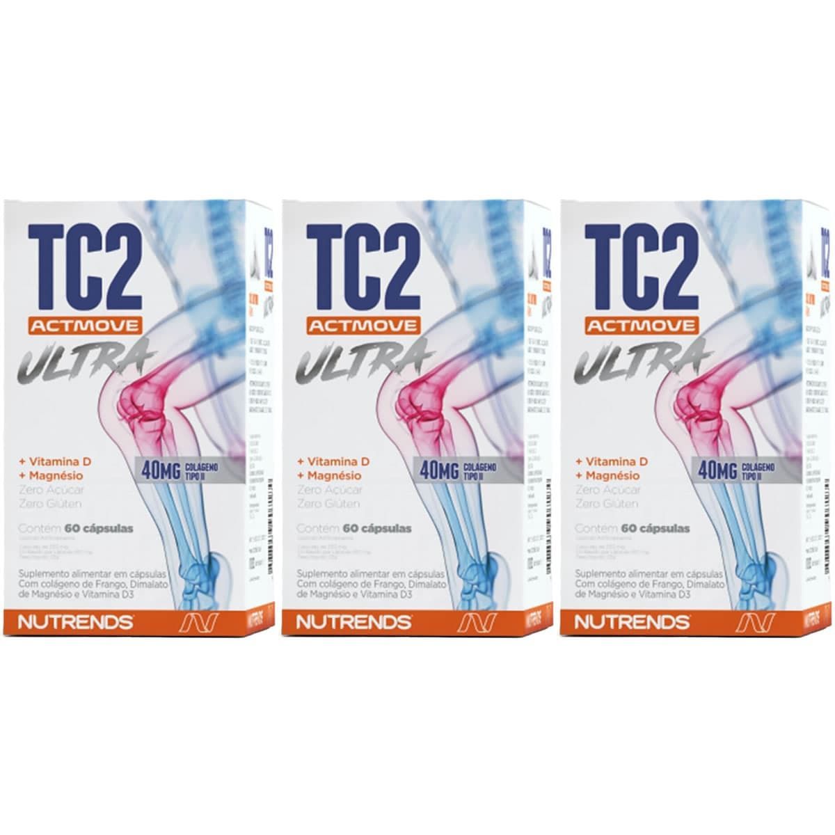 Kit 3X TC2 Col�geno Tipo II  Ultra Actmove 550mg - 60 C�spulas - Nutrends
