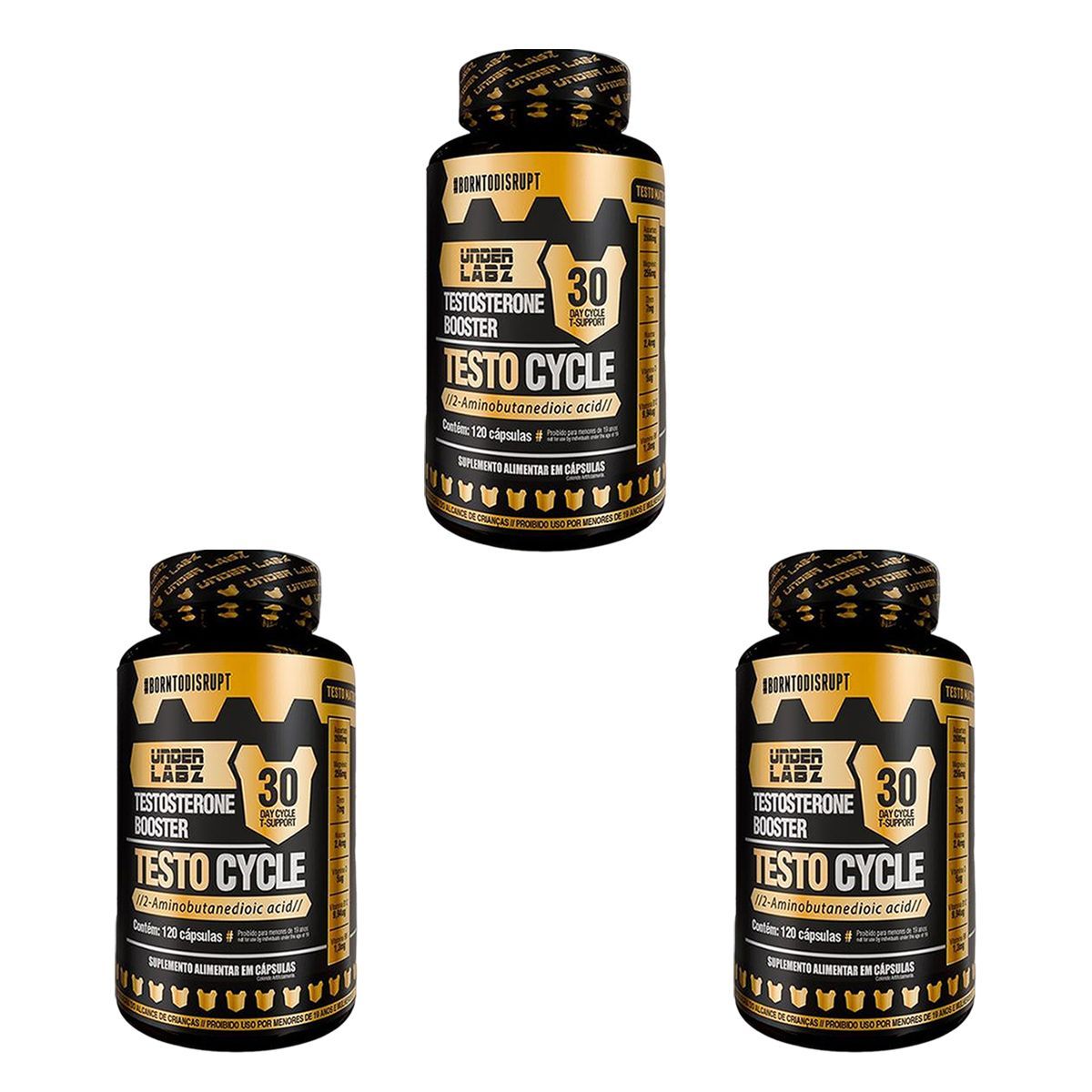Kit 3X Testo Cycle - 120 Capsulas - Under Labz